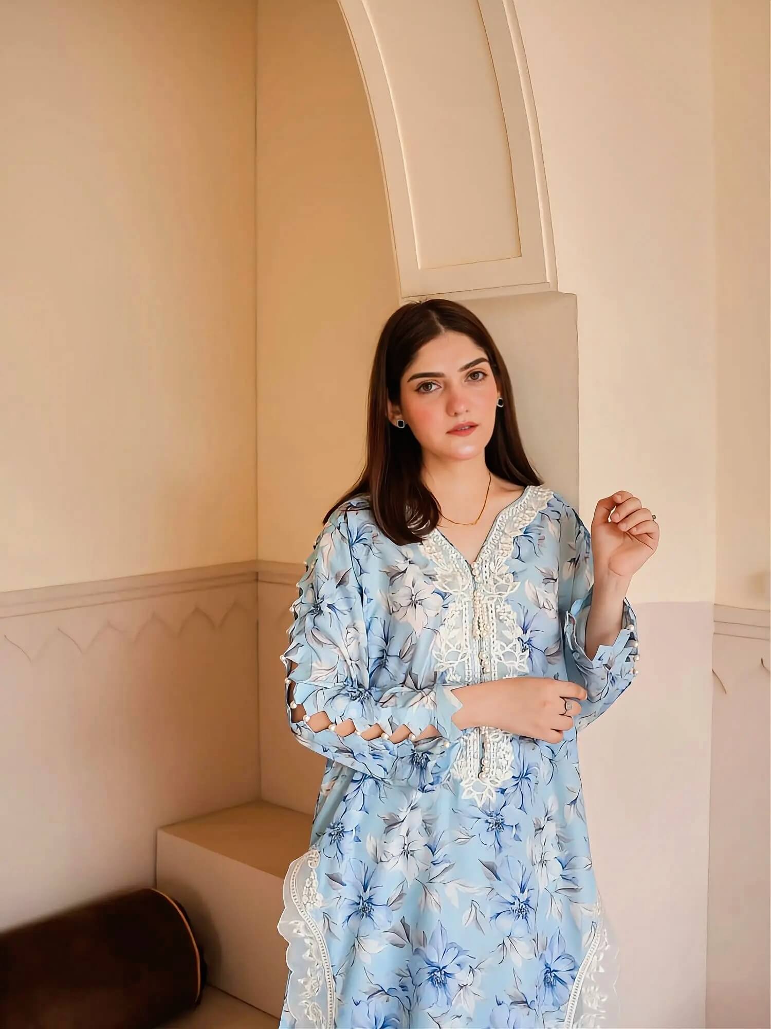 Zoya – 3-Piece Floral Embroidered Suit
